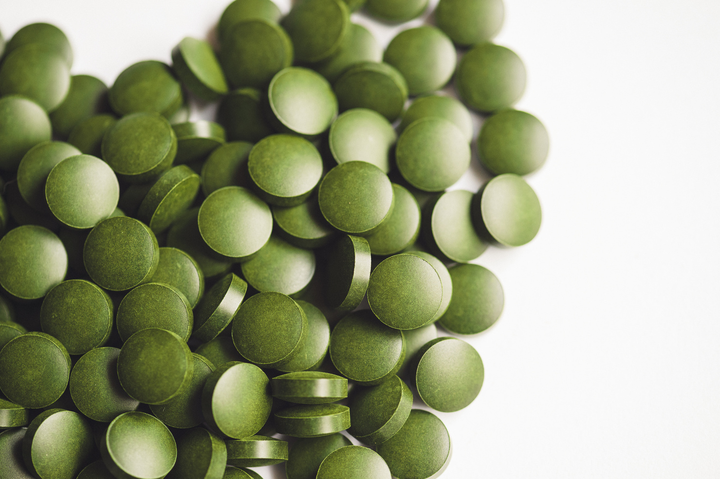 Close up Chlorella tablets